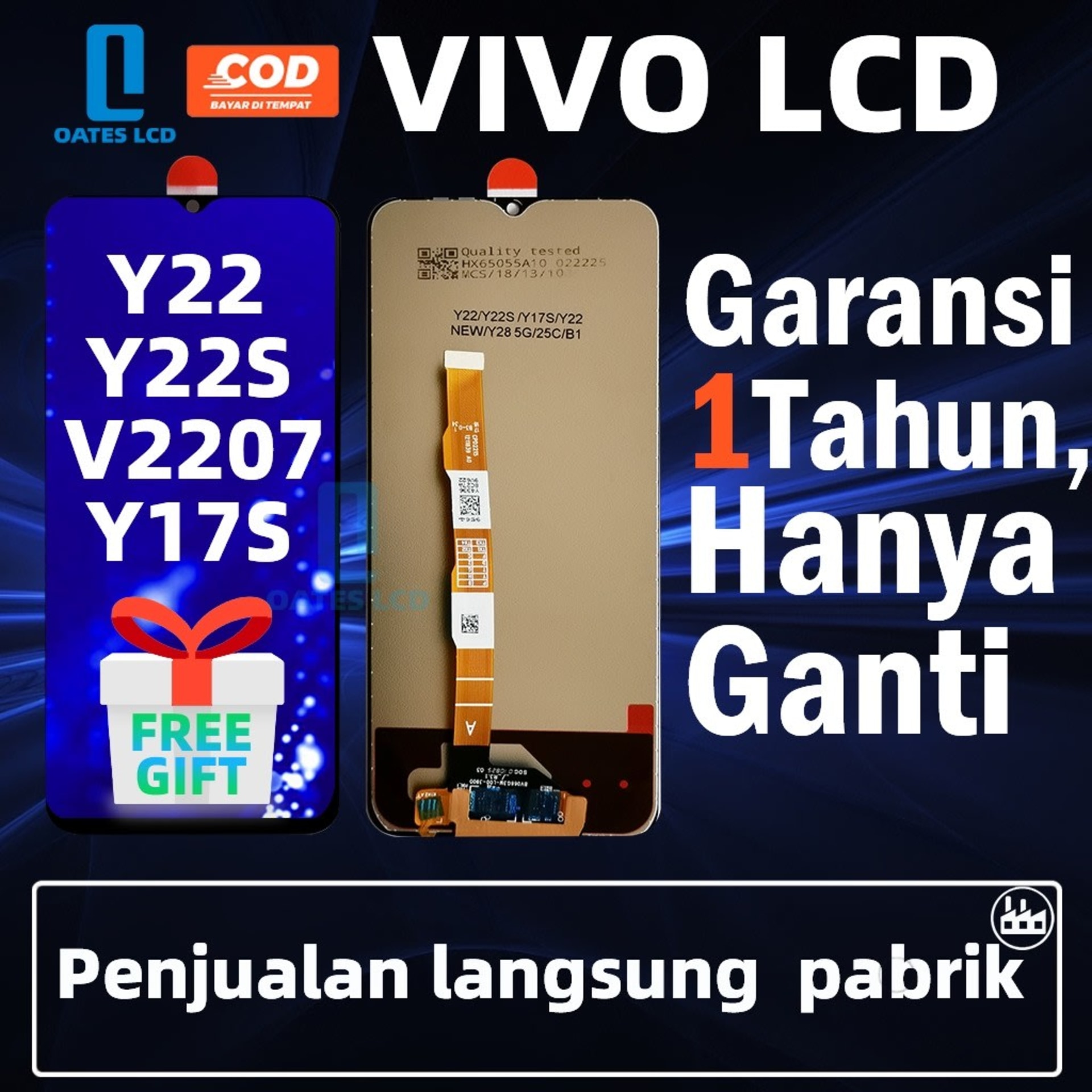 LCD VIVO Y22 2022/V2207/Y17S/Y22/Y28 5G UNIVERSAL FULLSET Touchscreen LCD HP ORI Og Crown