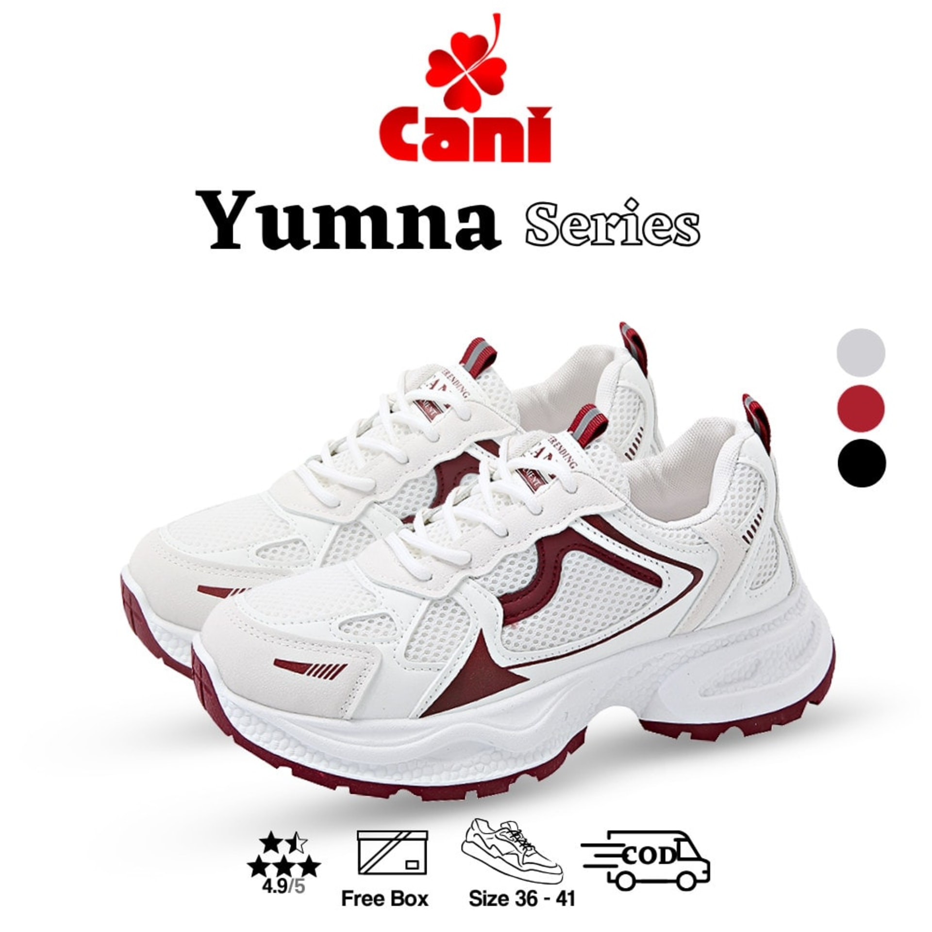 Cani "Free Box" (Size 36 - 42) Yumna Sepatu Sneakers Wanita Olahraga Kasual Korean Trendy Shoes 9255