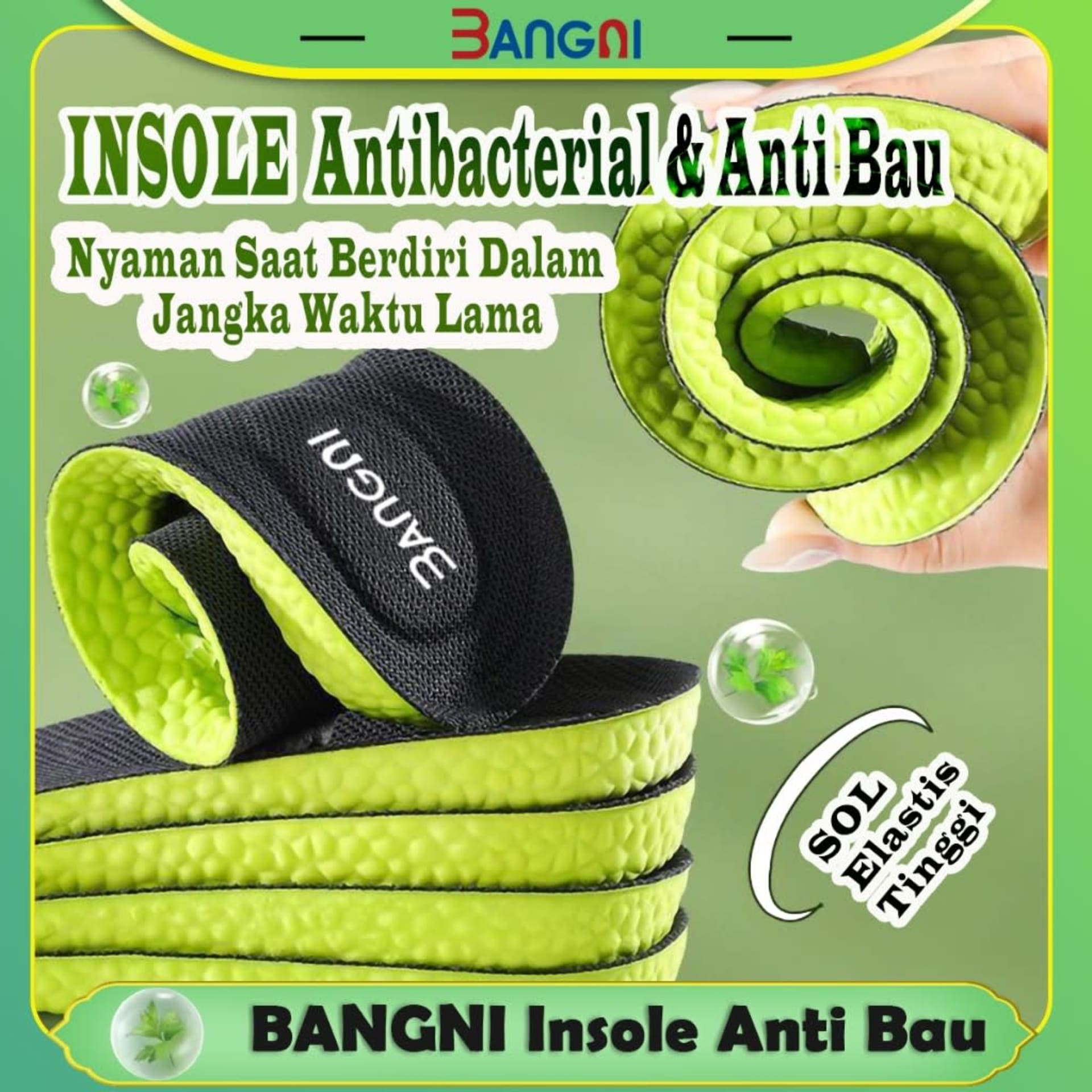 BANGNI Insole Sepatu Antibakteri atau Anti Bau Untuk Pria dan Wanita Insole Olahraga/Alas Kaki Orthopedic Breathable/Alas Kaki nyaman dan EmpukSOL-002