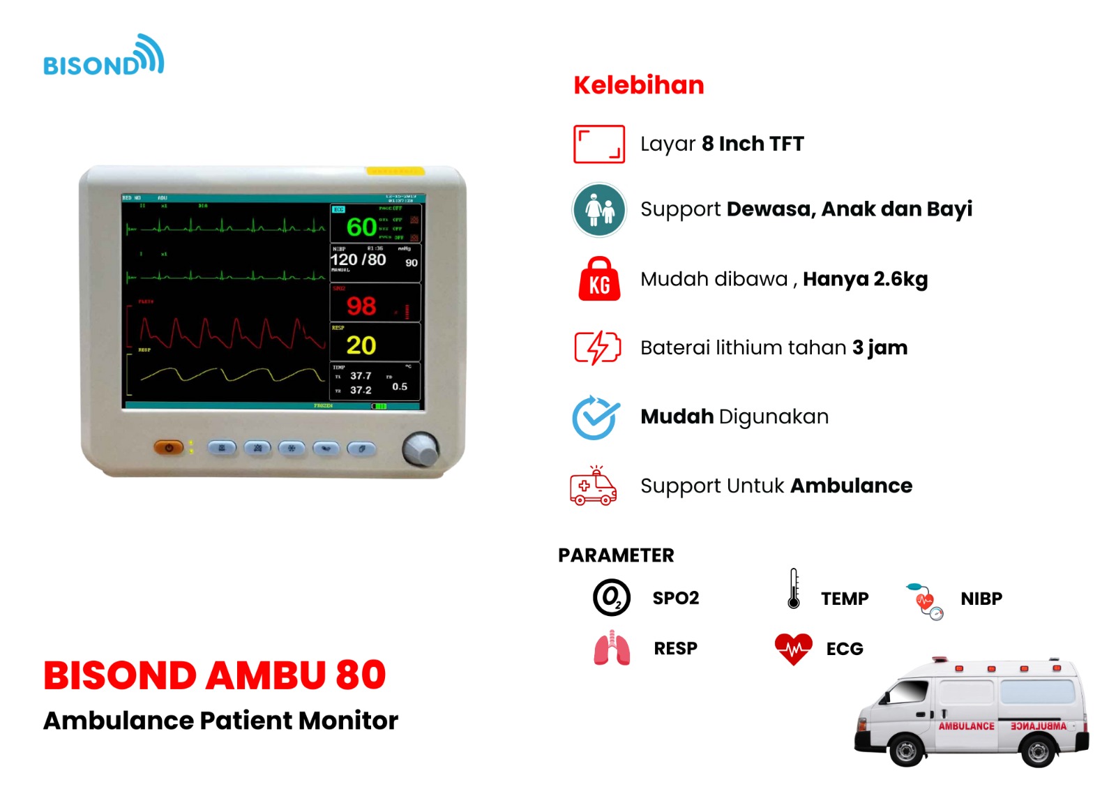 BISOND AMBU 80 PASIEN MONITOR AMBULANS
