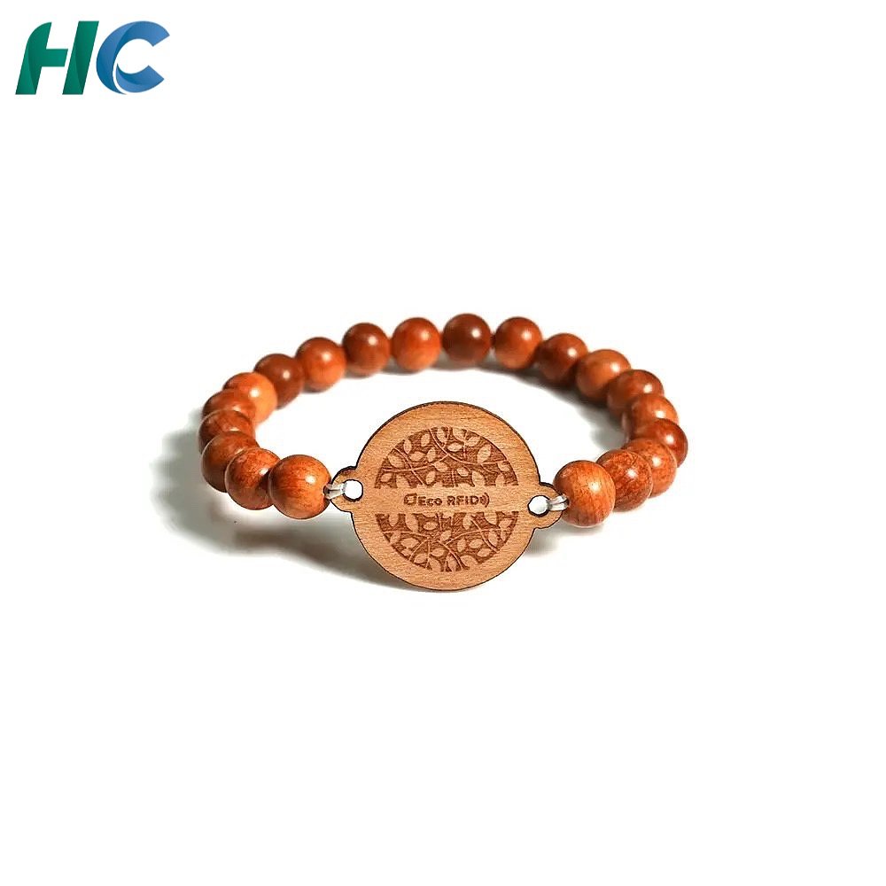 Eco Wooden Bead Elastic RFID Wristband | HCGCE