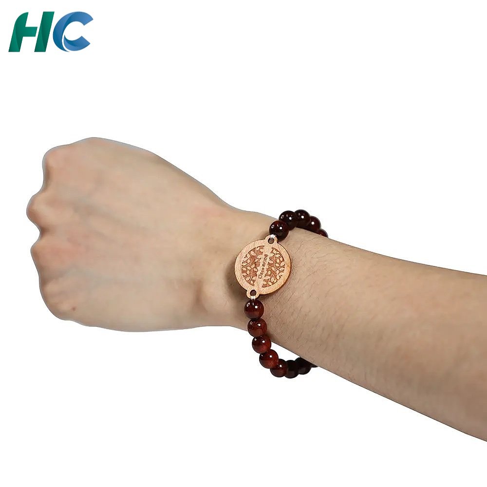 Eco Wooden Bead Elastic RFID Wristband | HCGCE