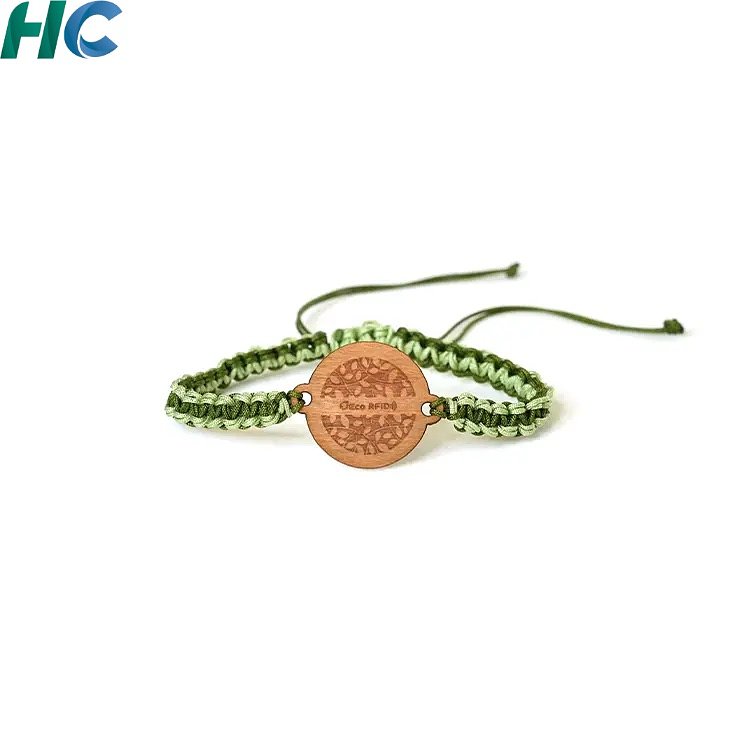 Eco Rope RFID Wristband with Wooden Tag | HCGCE