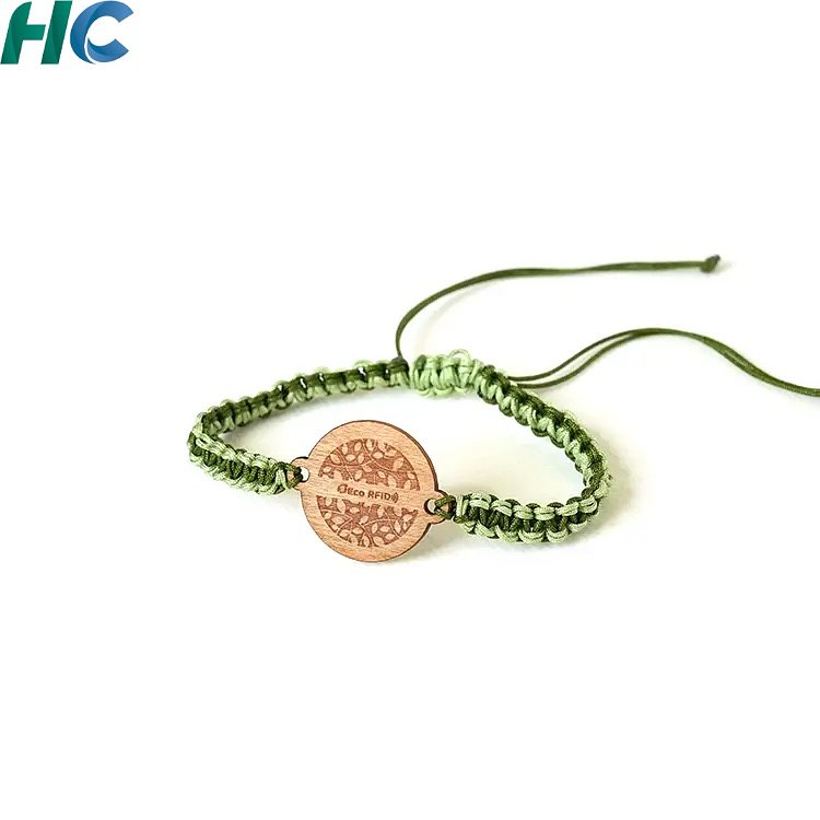 Eco Rope RFID Wristband with Wooden Tag | HCGCE