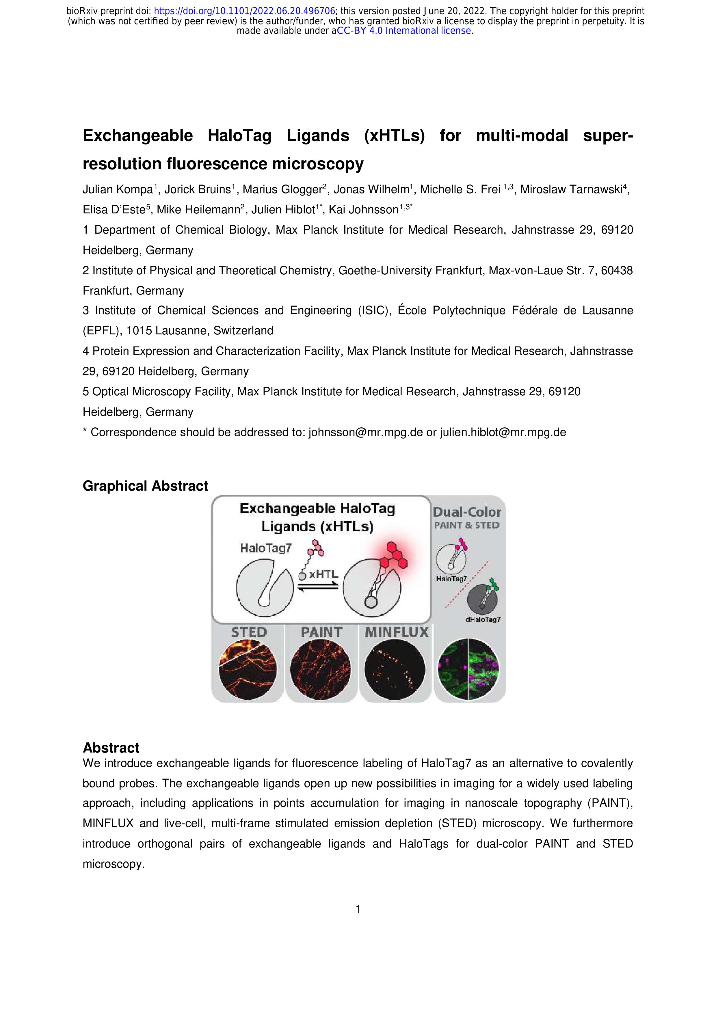 Exchangeable HaloTag Ligands (xHTLs) for multi-modal super-resolution fluorescence microscopy