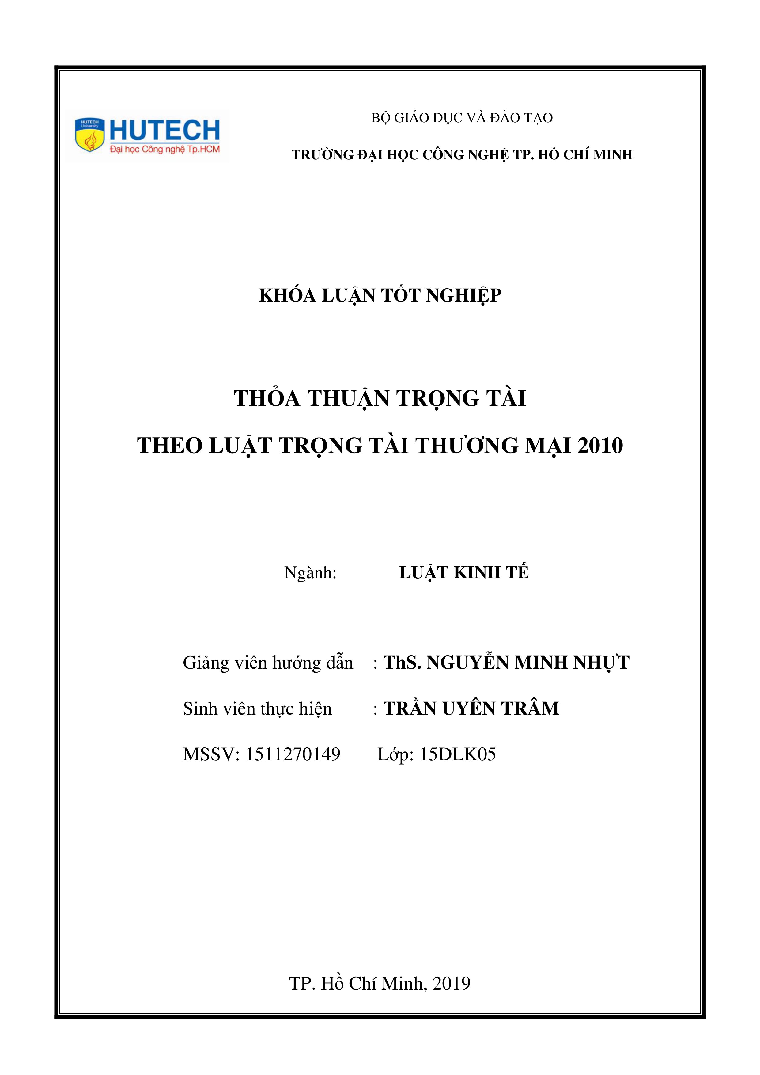 Thỏa thuận trọng tài theo luật trọng tài thương mại 2010
