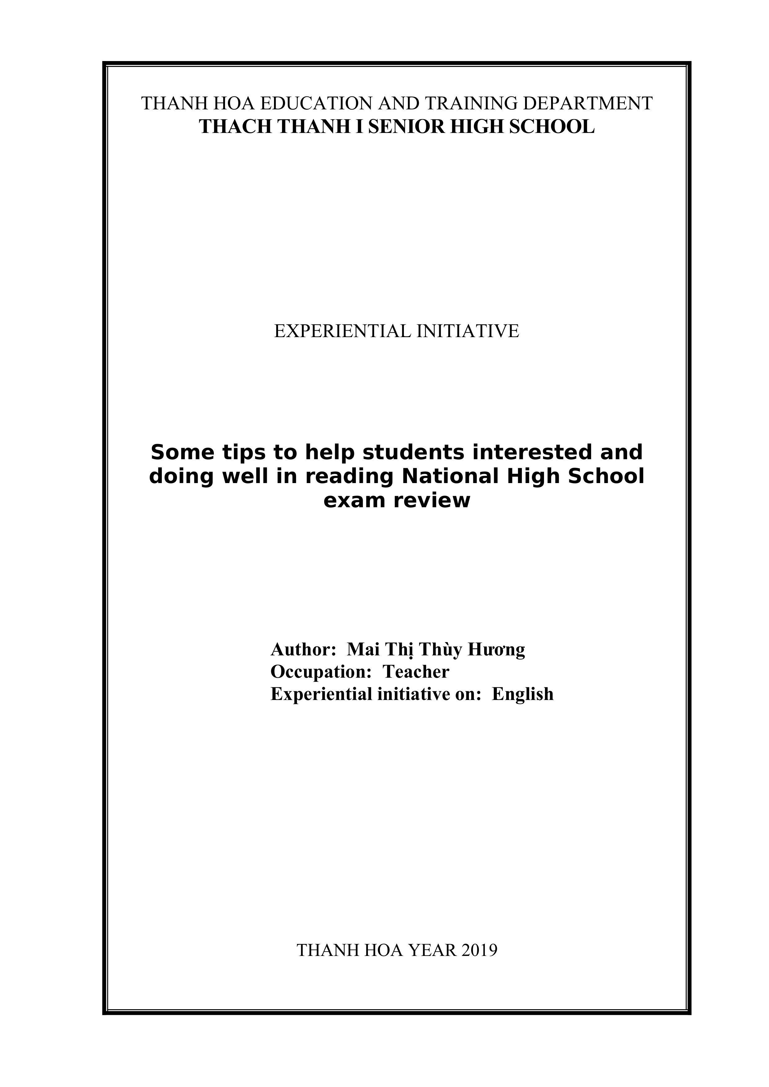 Skkn some tips to help students be interested and do well in reading exercises in general