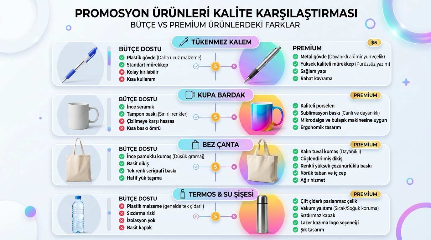 baskılı promosyon ürünleri, kalite fiyat dengesi