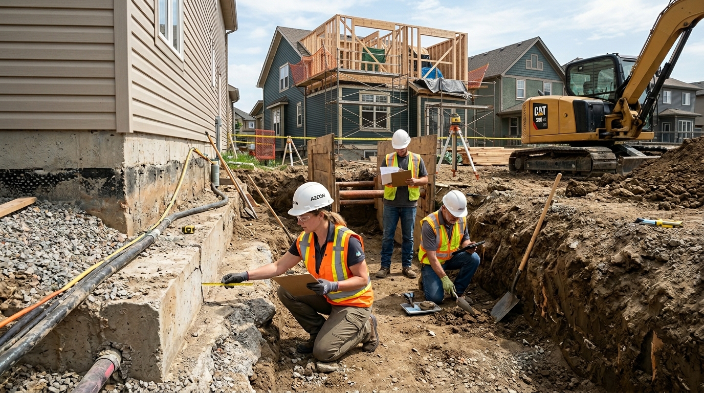 Foundation assessment and excavation for second-story addition structural evaluation in Chicago