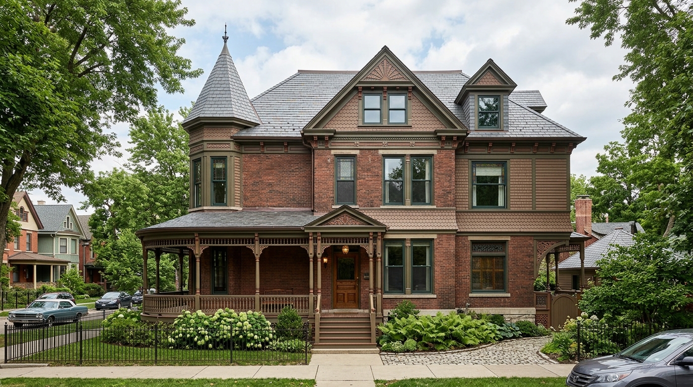 Second-story addition on historic Chicago greystone preserving architectural character and stone materials