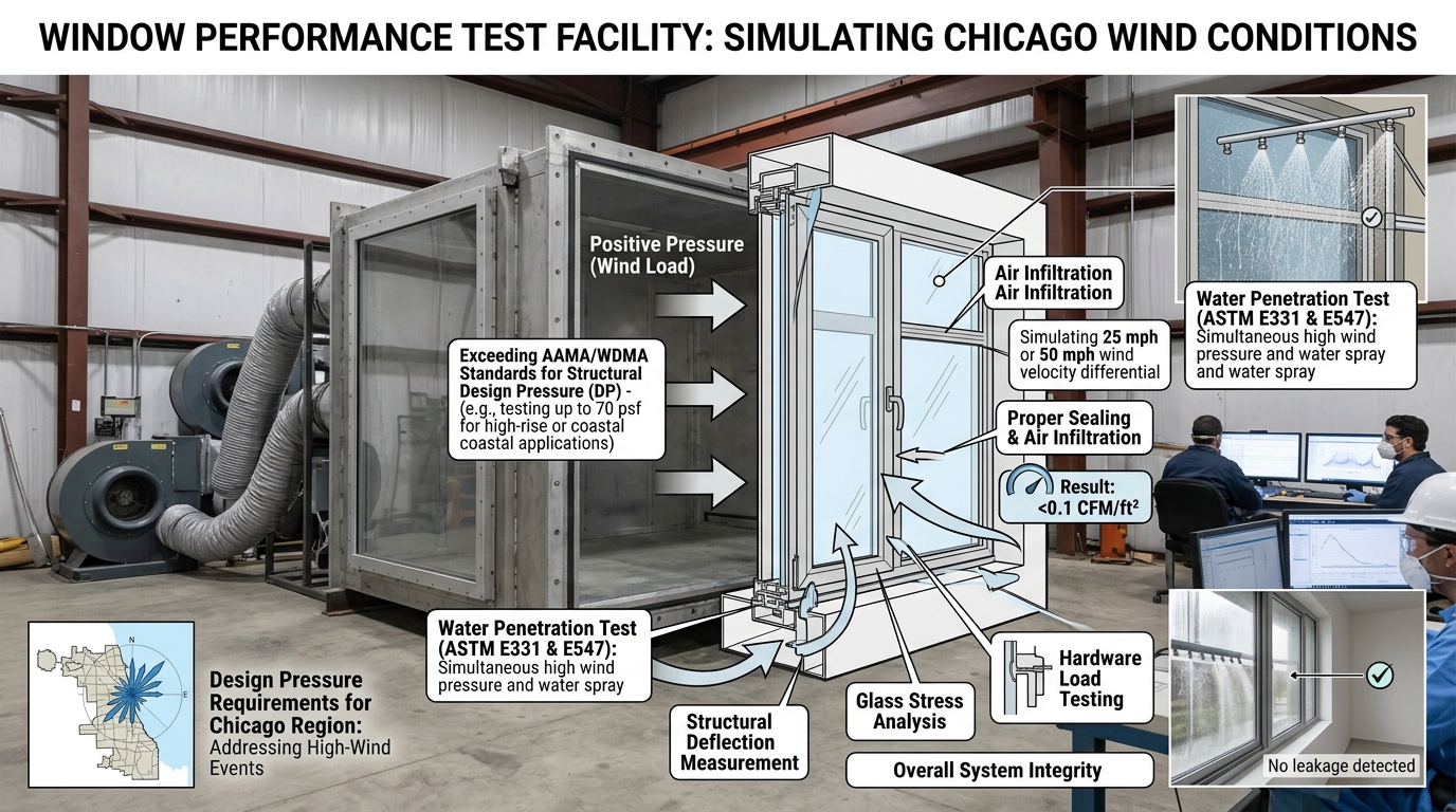 Modern window showing no condensation despite Chicago winter cold and interior warmth temperature difference