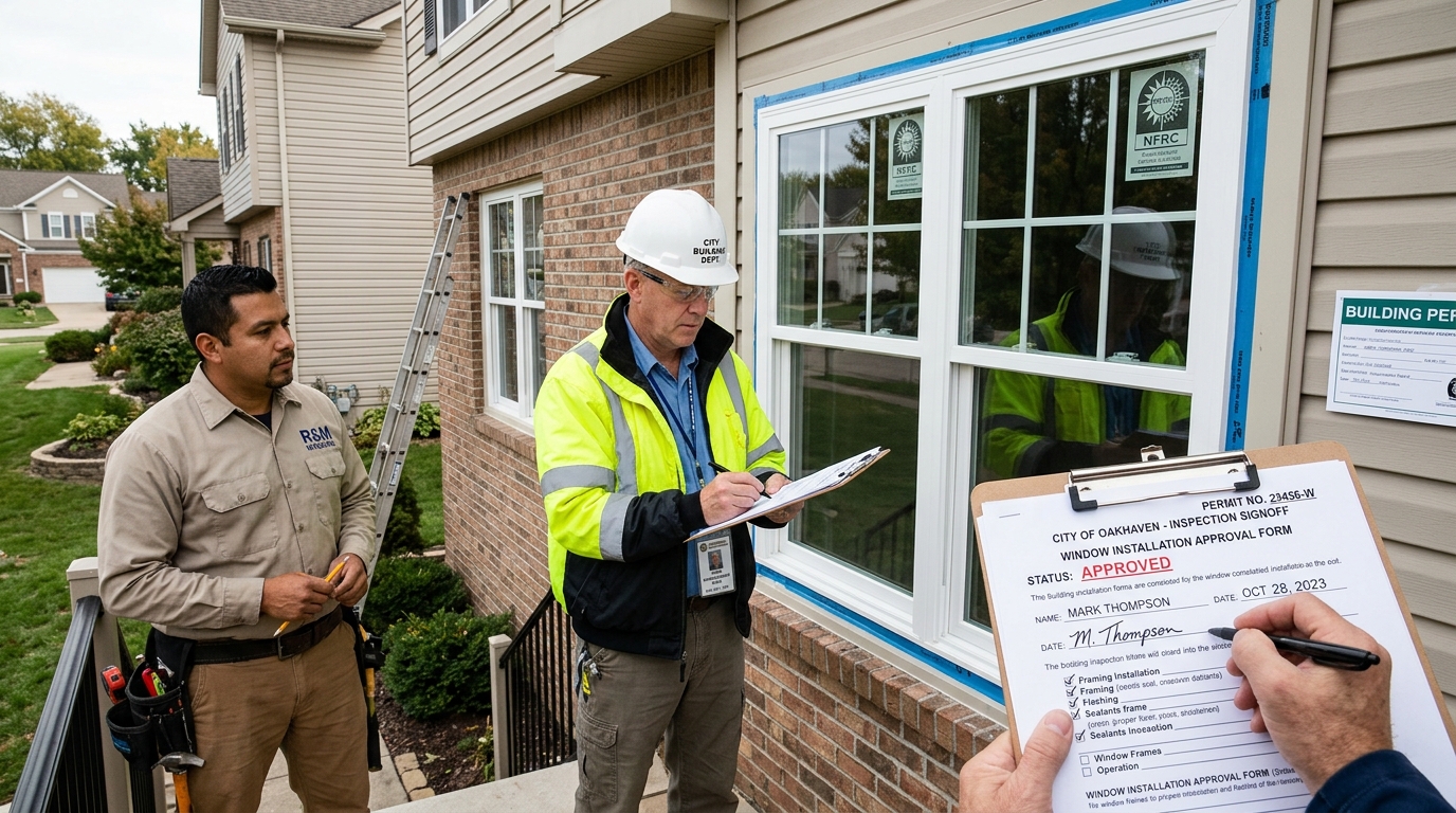 Display of Chicago building code requirements for replacement windows including glass type and safety standards
