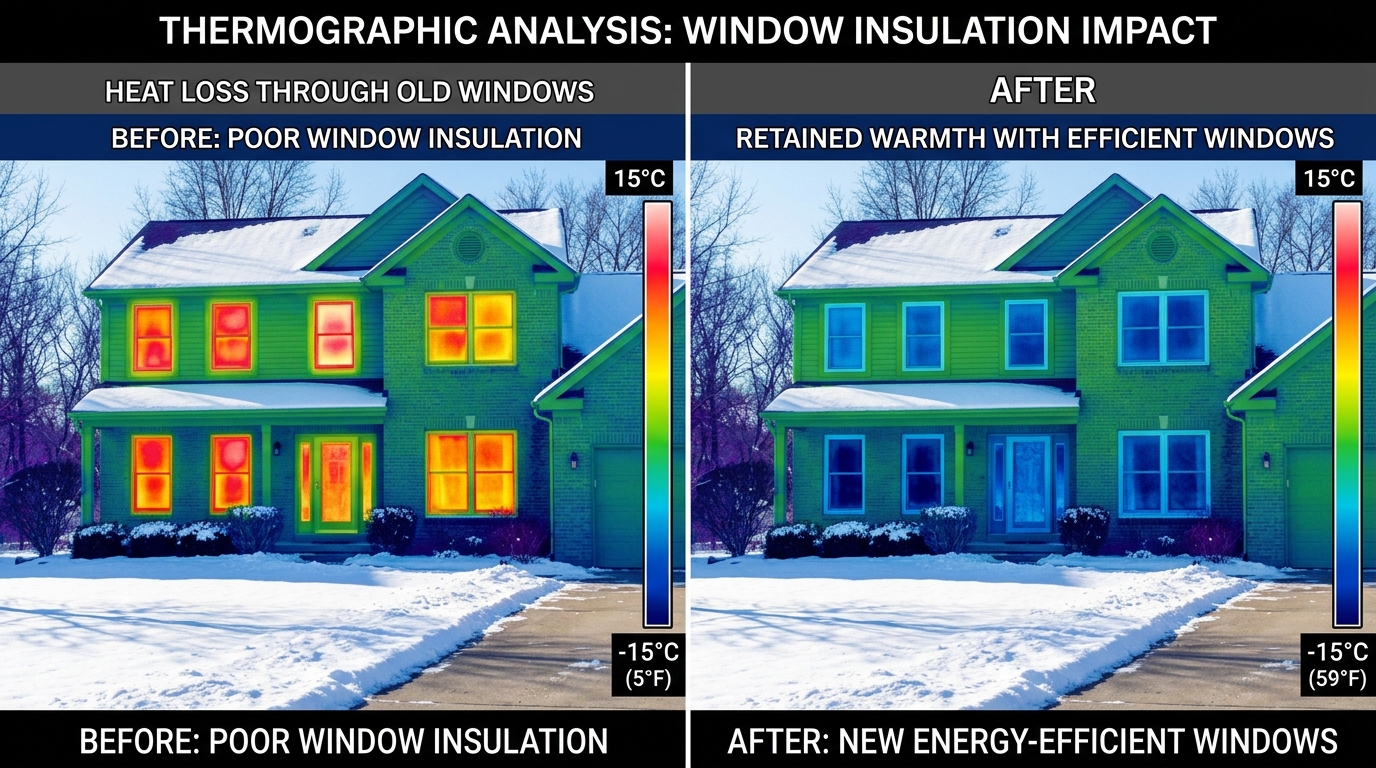 Chart showing window energy performance metrics including U-value and Solar Heat Gain Coefficient ratings