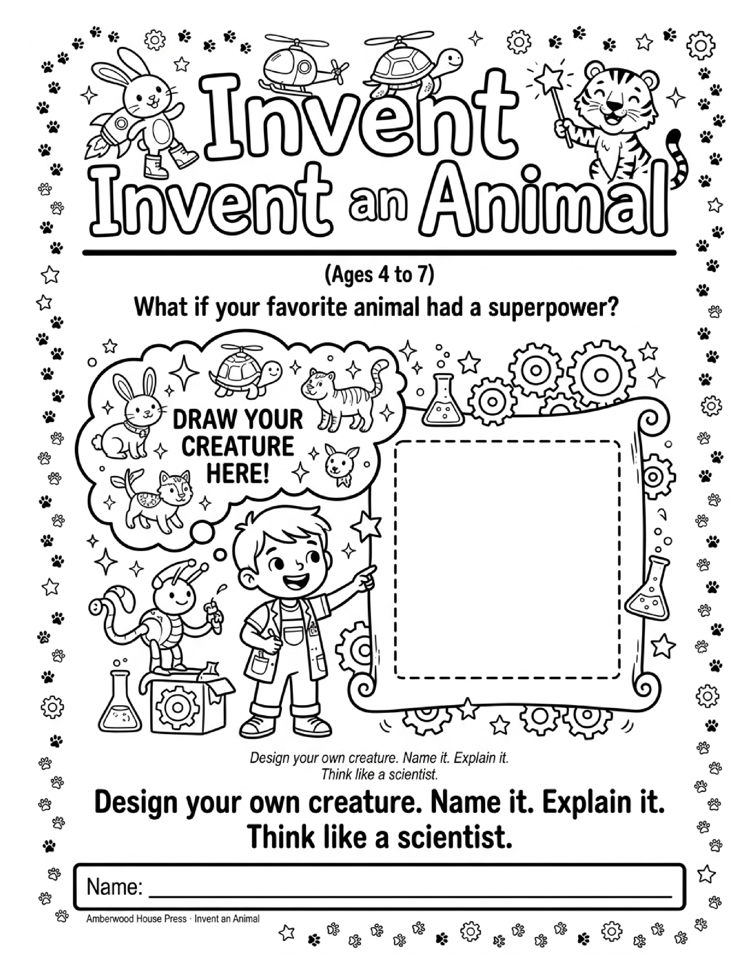 Vol. 01 Invent an Animal, the first printable activity pack from the Amberwood Learning Library