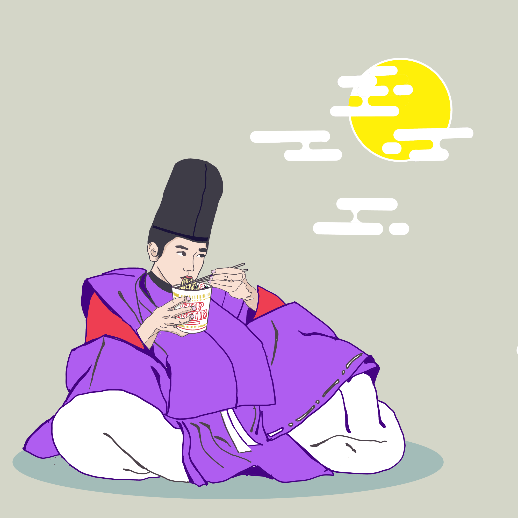 月夜にカップヌードル By Sorabeanu Captors イラストレーターをサポートするイラストsns