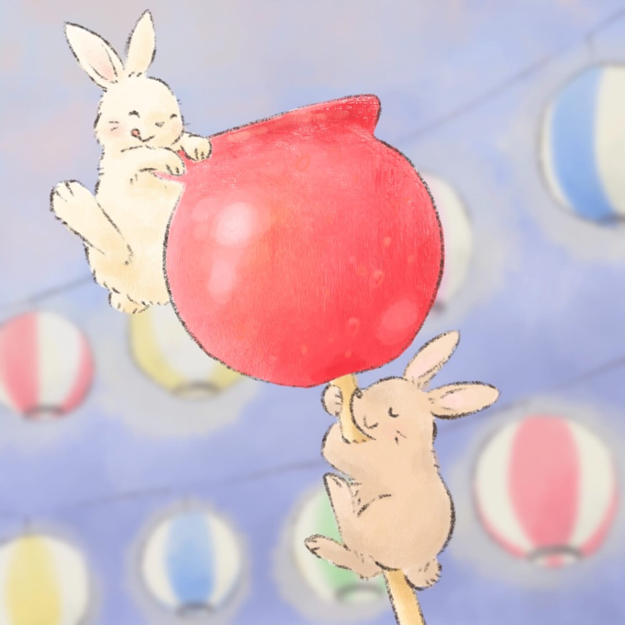 うさぎとりんご飴 By えびんぐ イラストレーター Captors イラストレーターをサポートするイラストsns