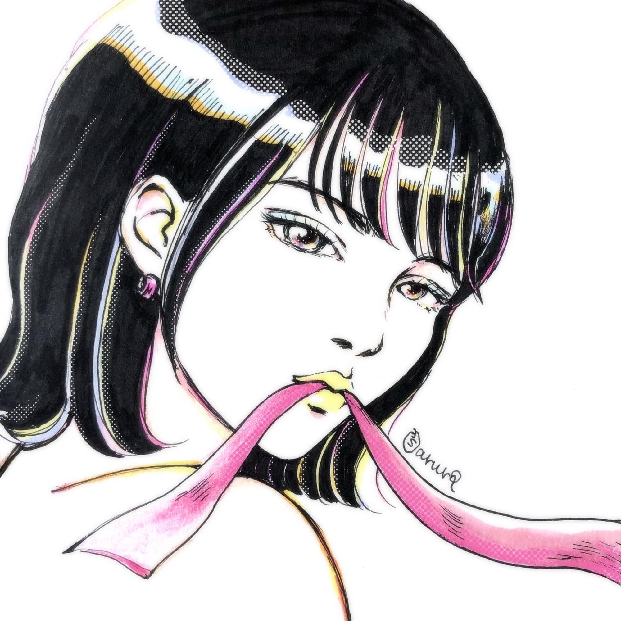 リボンをくわえて By 滝永さるり Captors イラストレーターをサポートするイラストsns