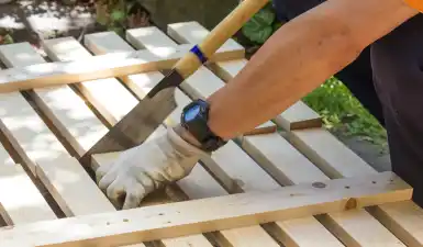 Vlonder terras bouw voor aanleg van tuin en vlonder. Ter overname aangeboden. Neem contact op via Brookz