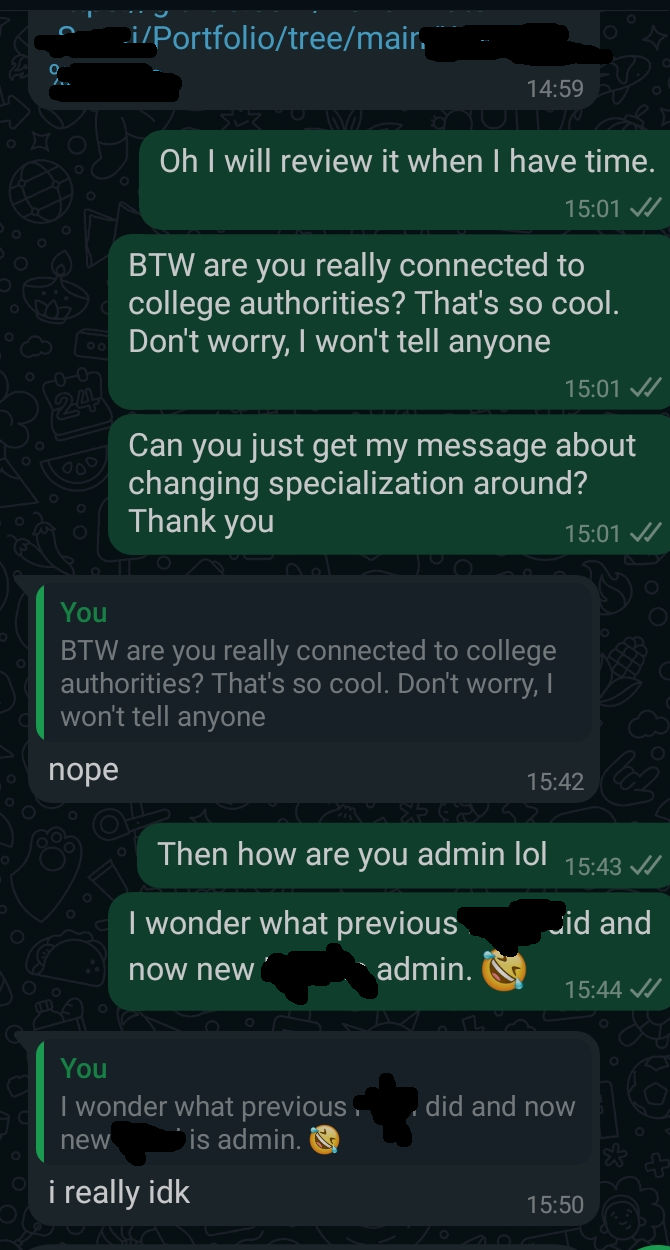 Screenshot of questioning with one of such spy