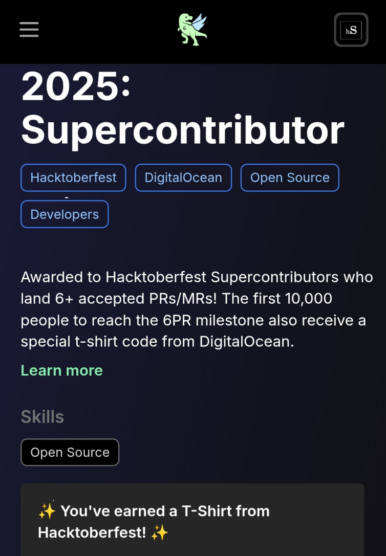 Supercontributor badge and free T-shirt offer