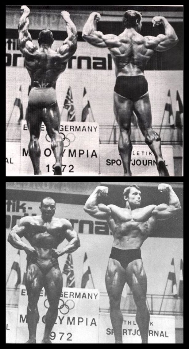 Mr. Olympia 1972 - Arnold Schwarzenegger and Sergio Oliva