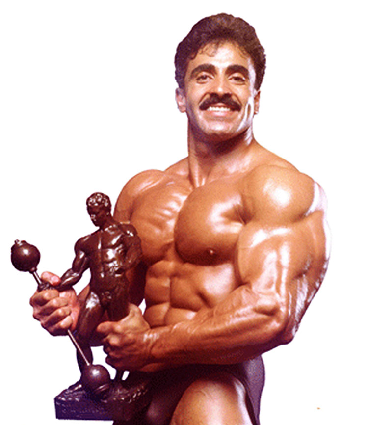 Mr. Olympia 1983 - Samir Bannout with Sandow Trophy