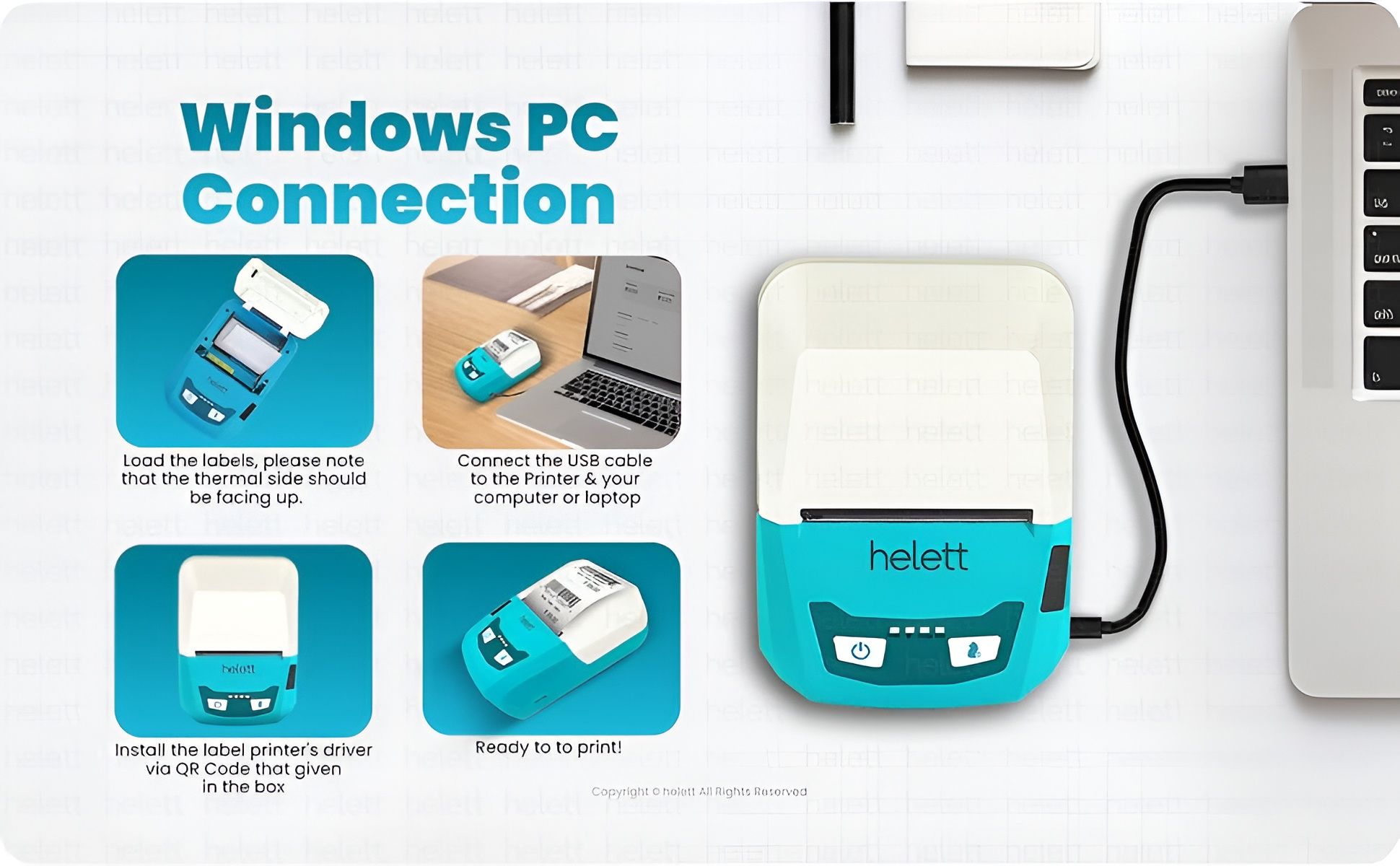 helett® H65C Portable Bluetooth Thermal Label Printer - View 1