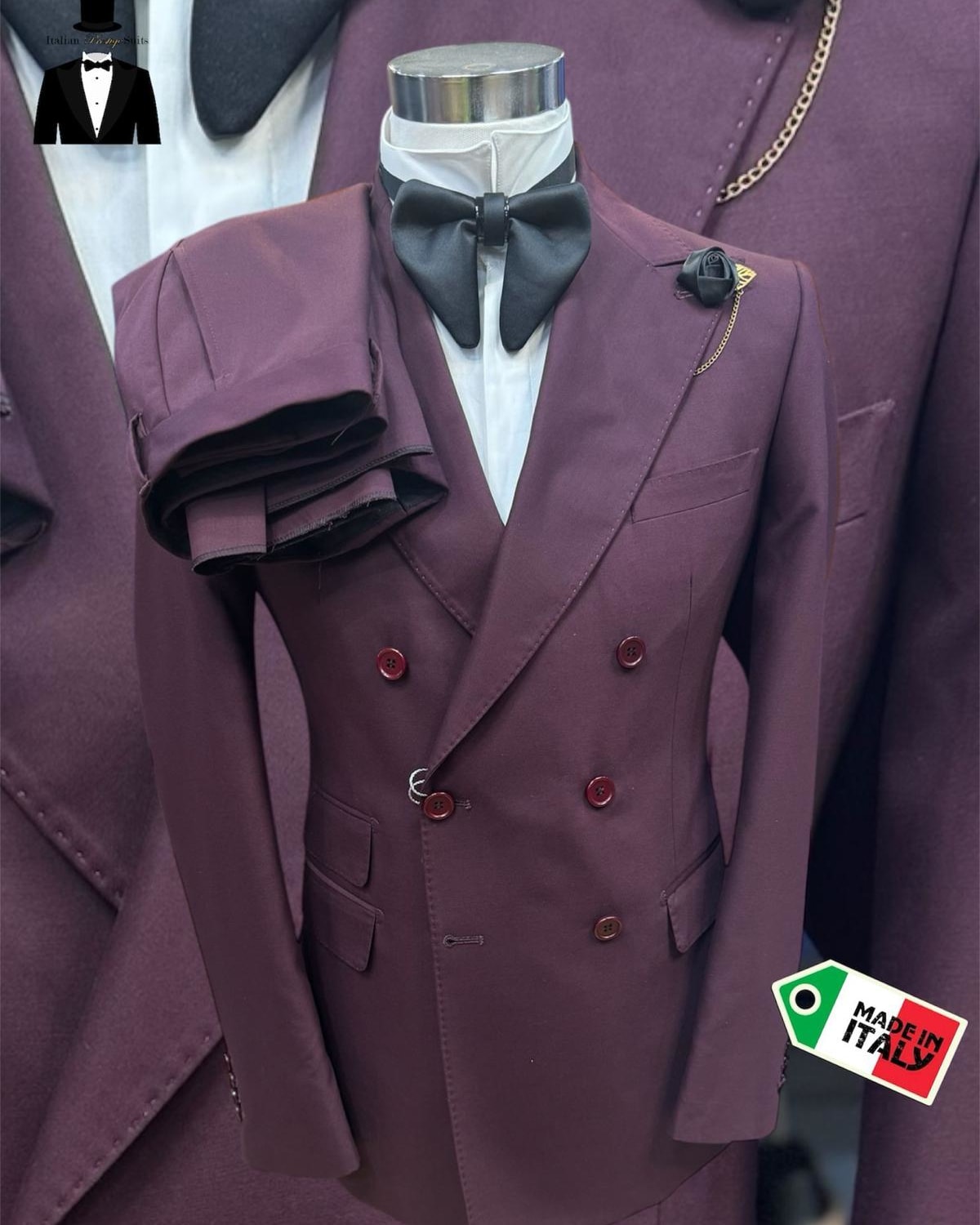 Burgundy Double-Breasted Suit
