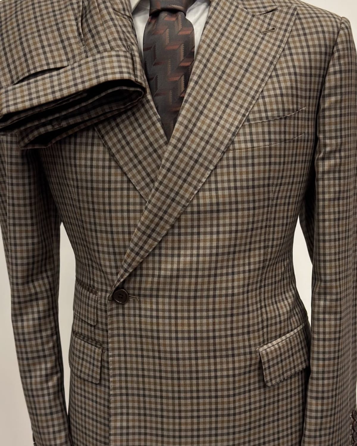 Checkered Brown Formal Suit