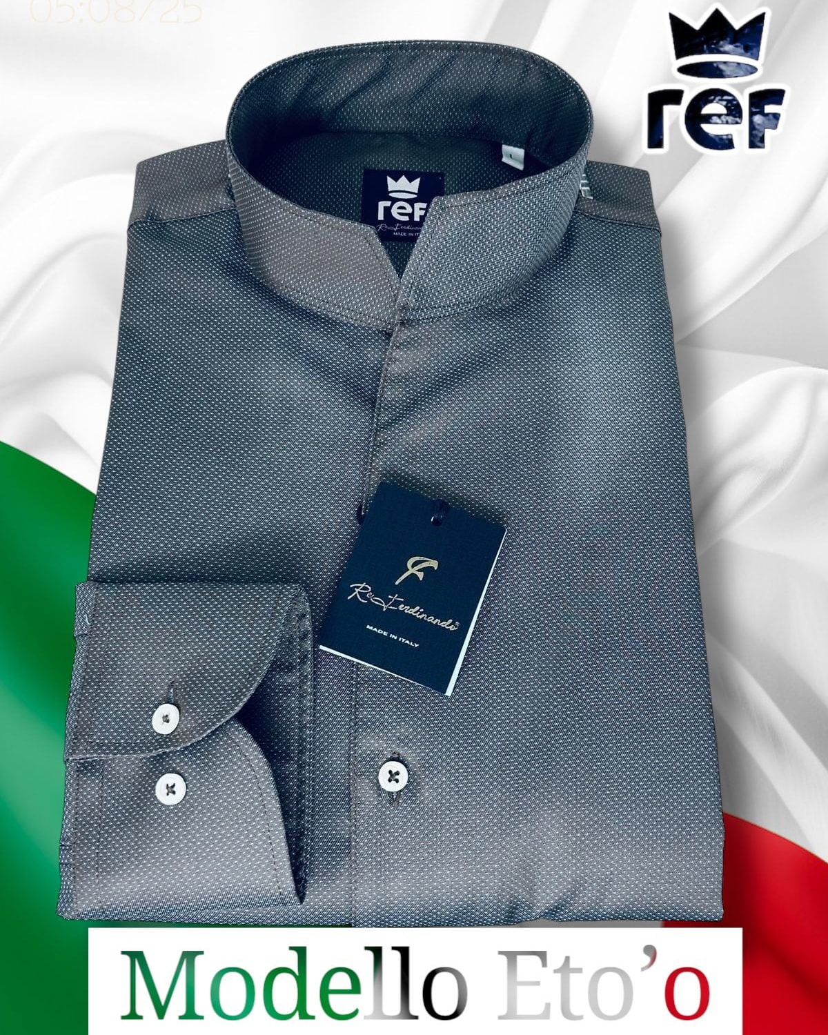 Gray Mandarin Collar Shirt