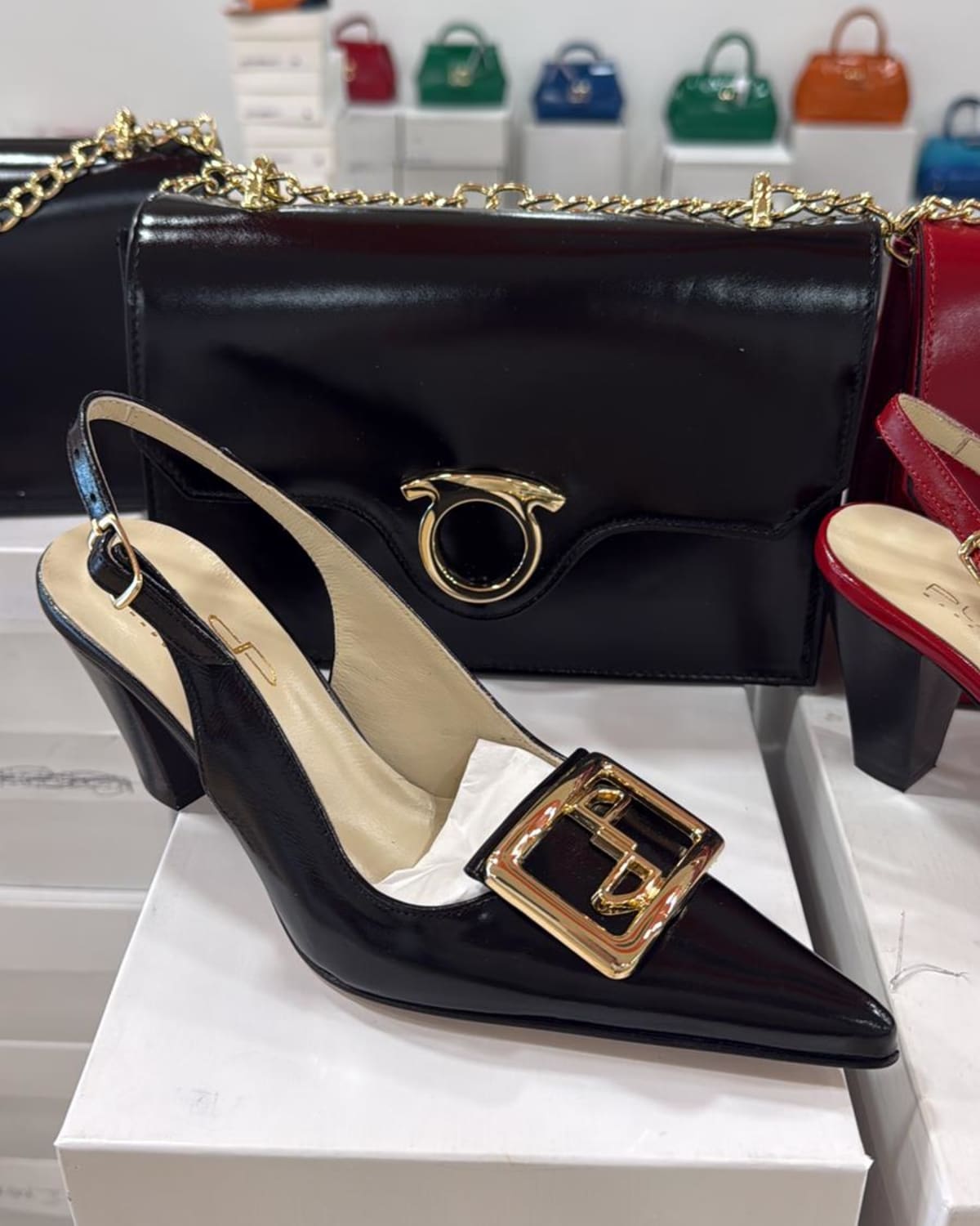Assorted Women's Heels, Flats, and Men's Suits - three-quarter