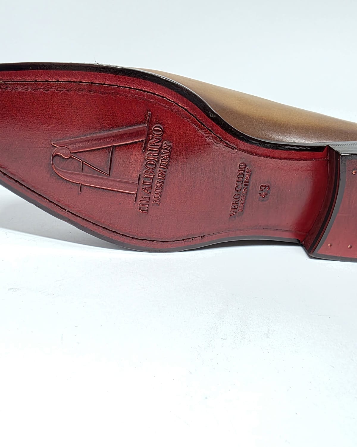 Brown Leather Oxford with Red Sole - detail