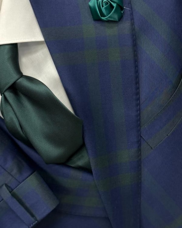 Blue Green Plaid Vest