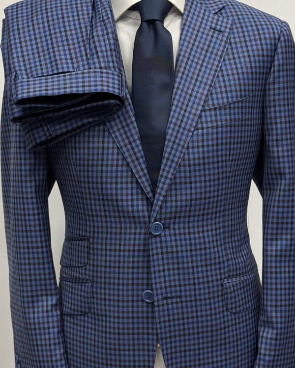 Blue Houndstooth Formal Suit