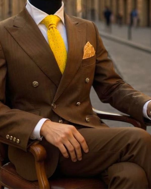 Brown Double-Breasted Suit