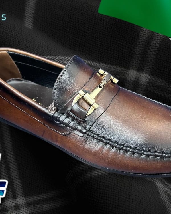 Brown Leather Buckle Loafer