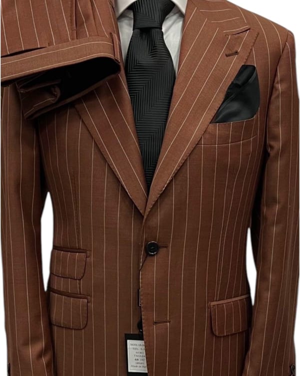 Brown Pinstripe Single-Button Suit