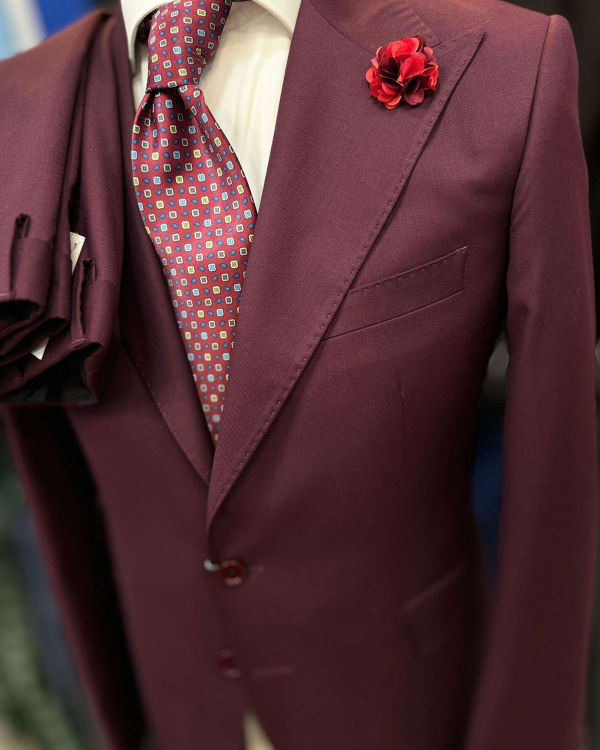 Burgundy Slim Fit Suit