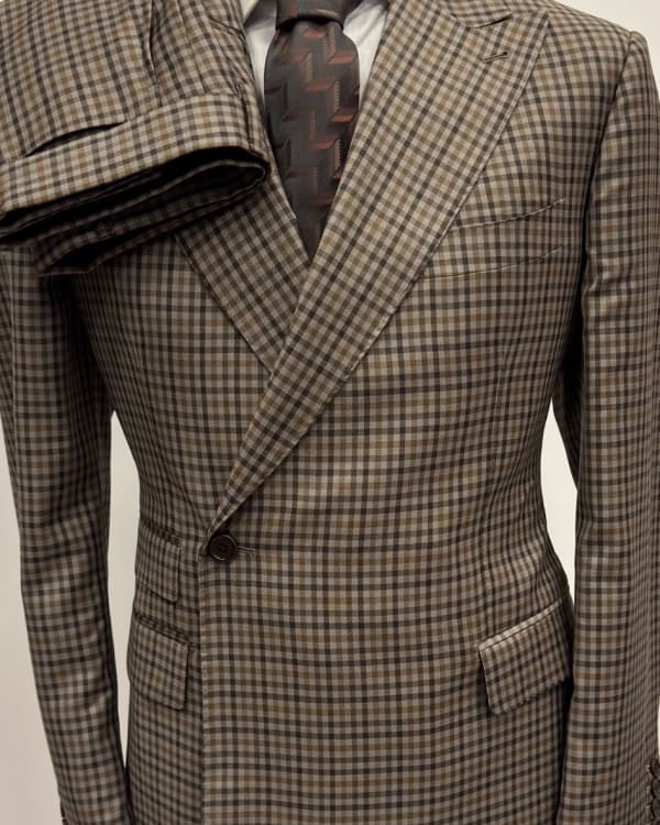 Checkered Brown Formal Suit