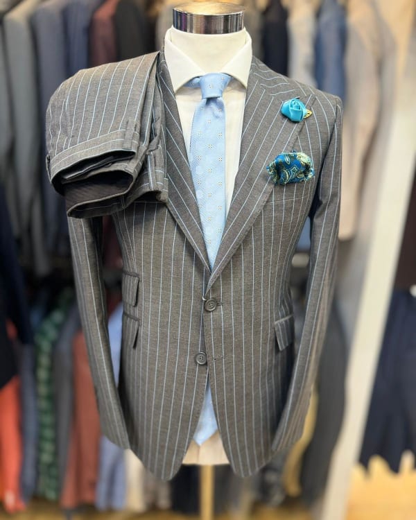Gray Pinstripe Formal Suit