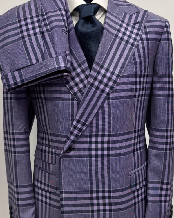Purple Plaid Double-Breasted Suit