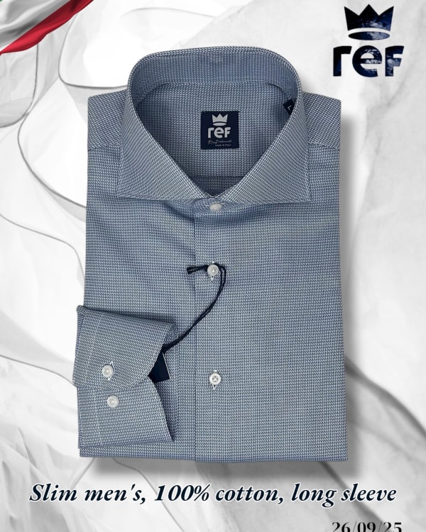 Slim-Fit Blue Cotton Shirt