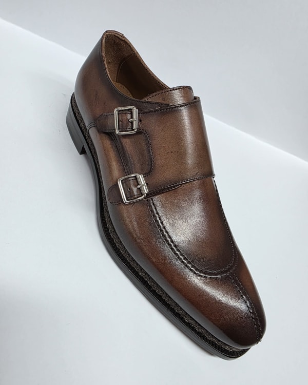 Brown Double Monk Strap Dress Shoe