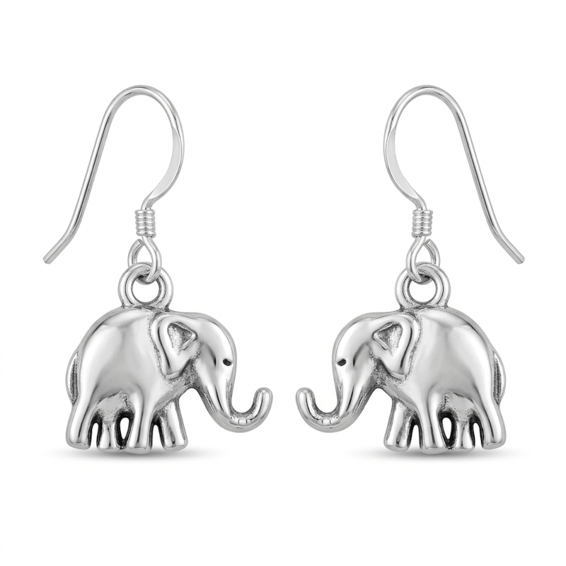 Elephant (Trunk Down) Animal Charm Earrings
