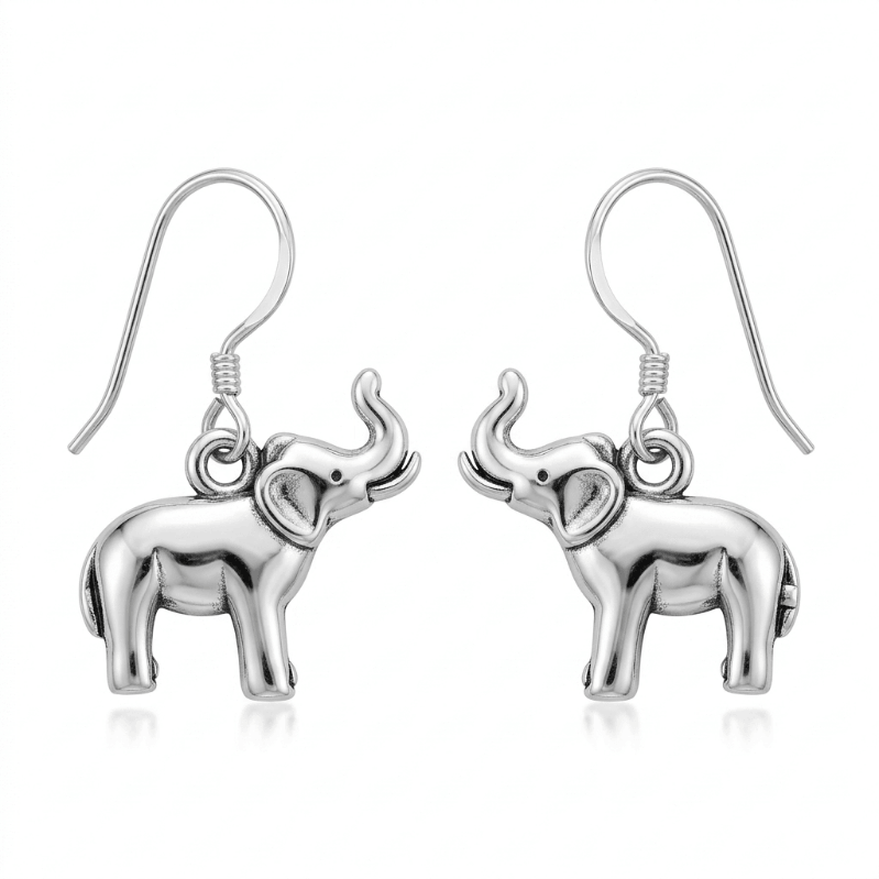 Elephant (Trunk Up) Animal Charm Earrings