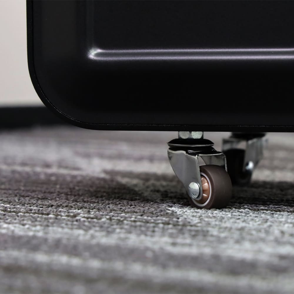 Close-up of one of the four swivel wheels on the base of the Revive Hydrogen generator