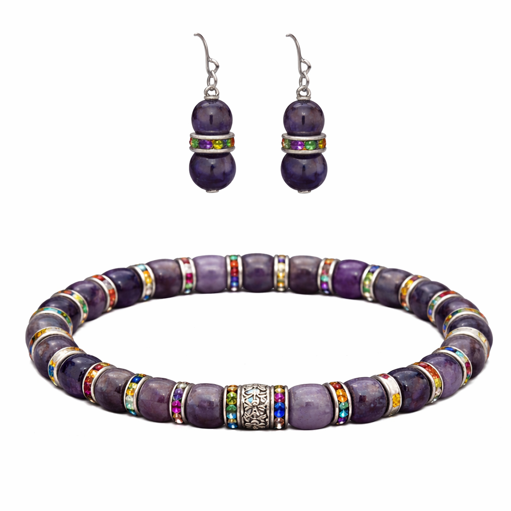 Kaleidoscope Purple Bracelet & Earring Set