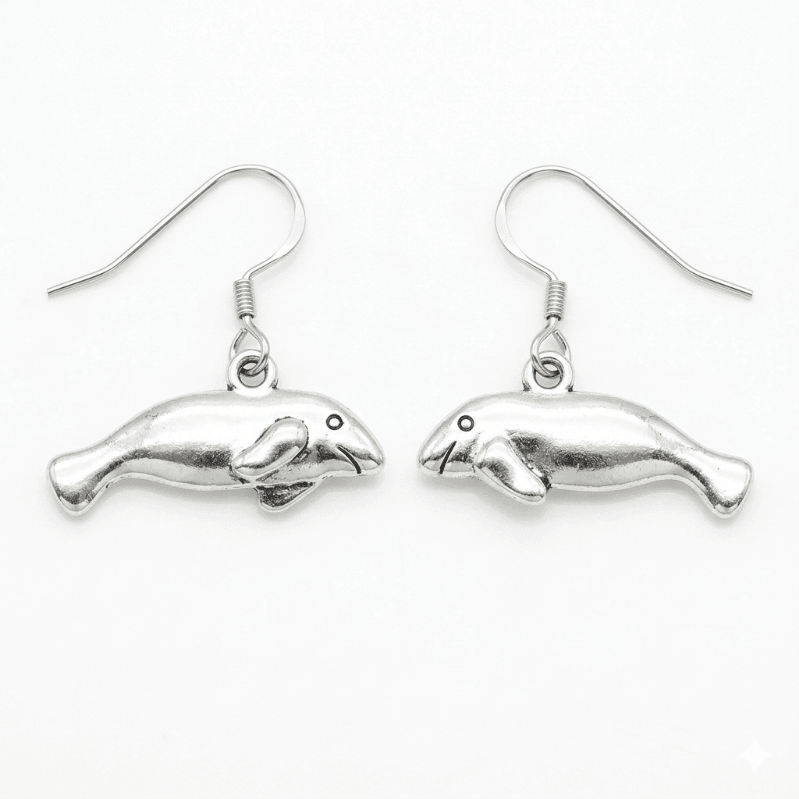 Manatee Animal Charm Earrings
