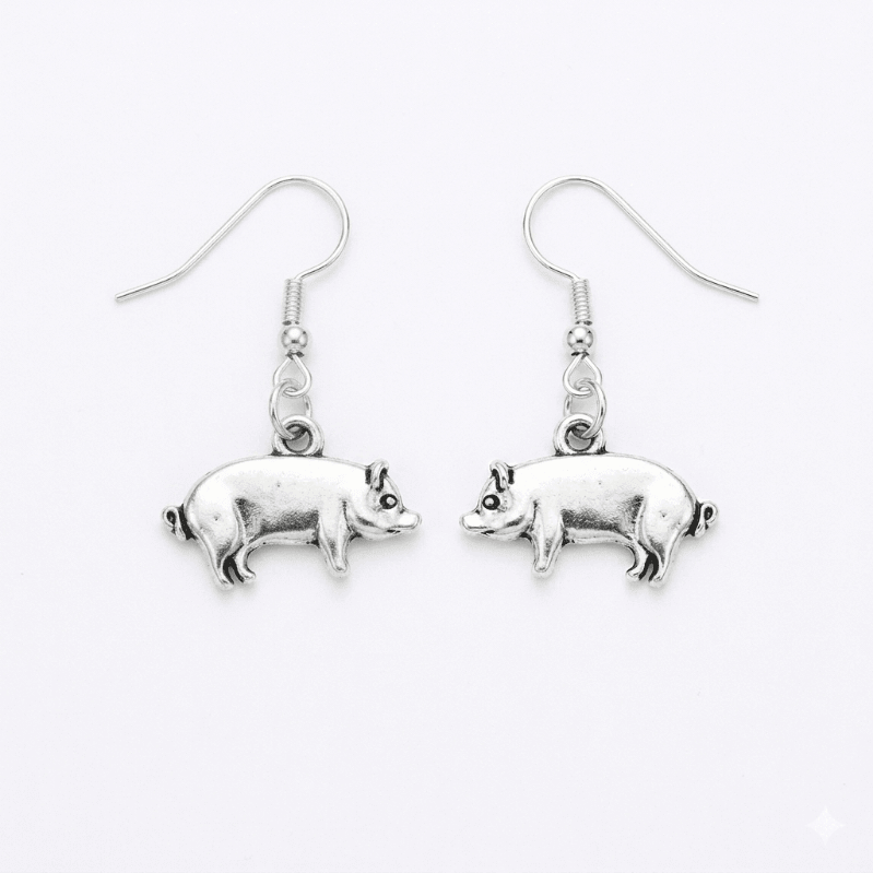 Pig Animal Charm Earrings