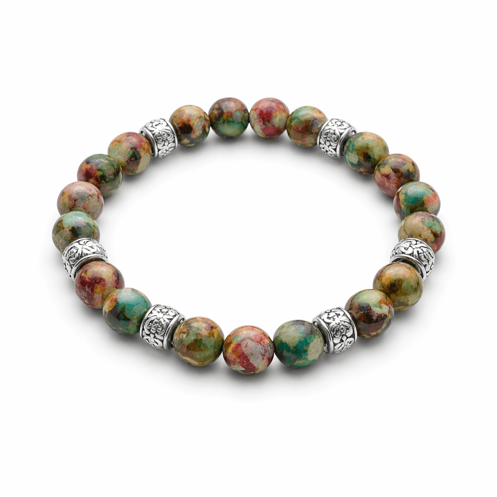 Rainbow Covenant Bracelet — 8mm Beads · Gold-tone Spacers